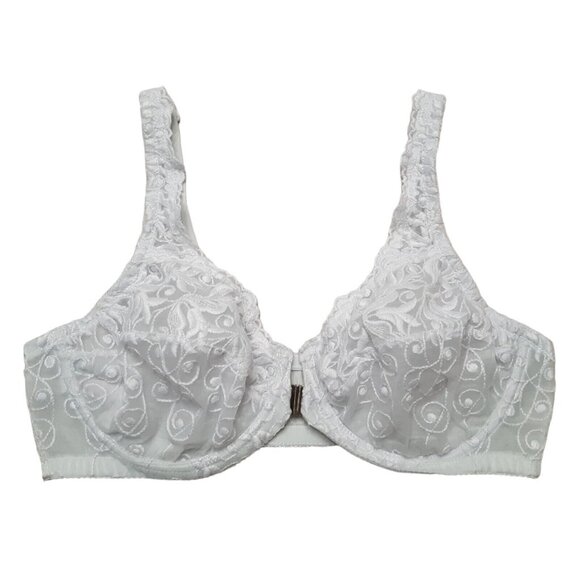 Amoureuse Bra Womens 42B White Minimizer Underwire Semi Sheer Mesh Front Closure - Picture 1 of 15